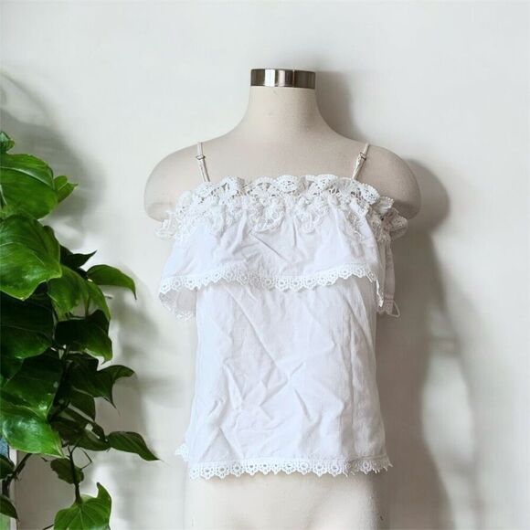 RedSky White Lace Peasant Blouse Top Prairie Off Shoulder Medium - Picture 1 of 7
